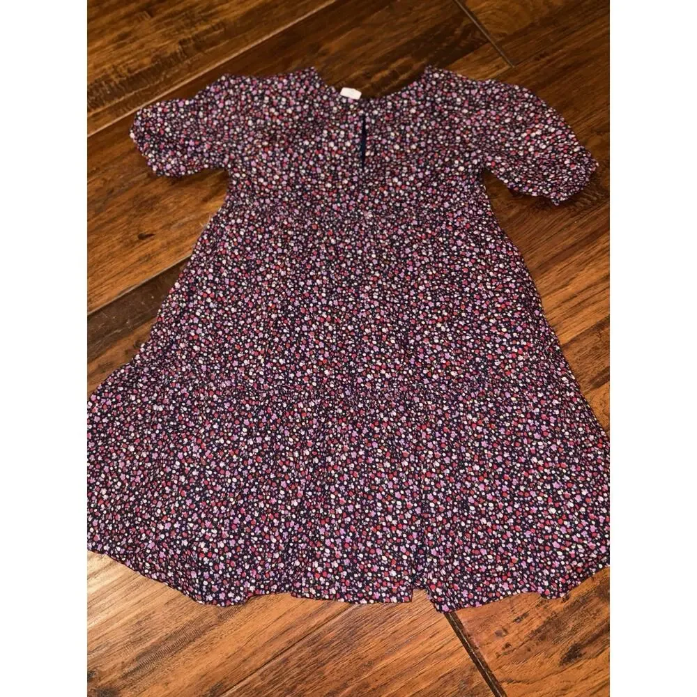 Gap Purple & Navy Floral Puff-Sleeve Tiered Dress, Vintage Sz 5 Cottage